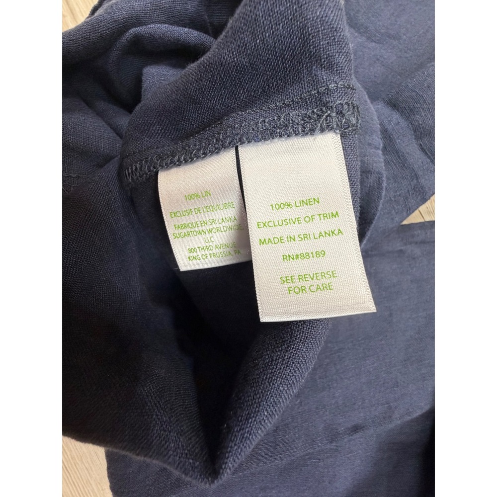 Lilly Pulitzer Breeta Navy Blue 100% Linen Wide Leg Trousers‎ Pants Womens 16 - Picture 3 of 10
